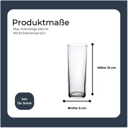 Luxentu, Biergläser, Kölschkranz-Set mit Gläsern (0.20 l, 12x)