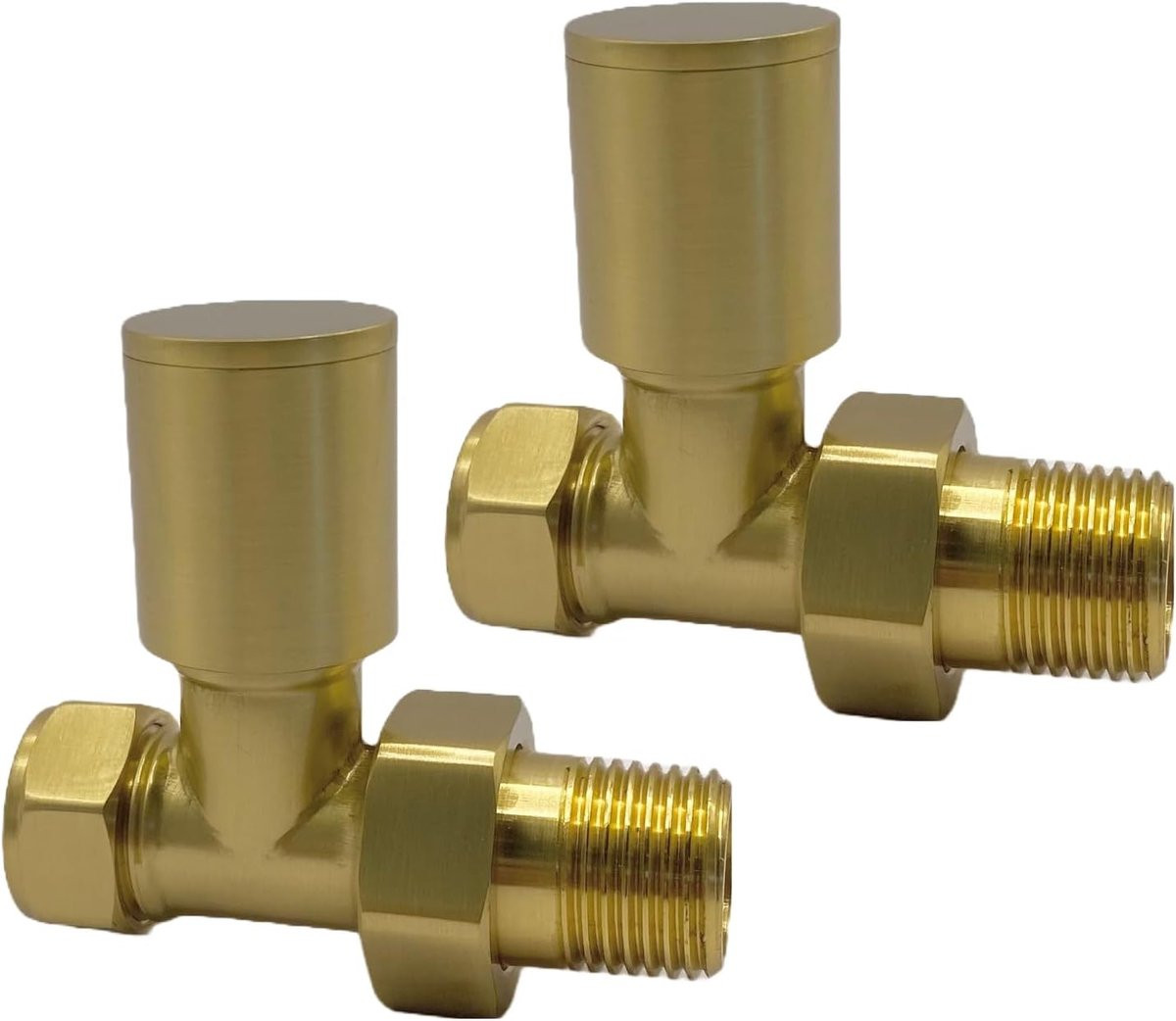 Geborsteld messing rechte handdoekrail met 1/2 inch / 15mm radiatorkleppen