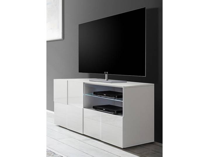 Meuble tv pm Damier blanc brillant - Basika