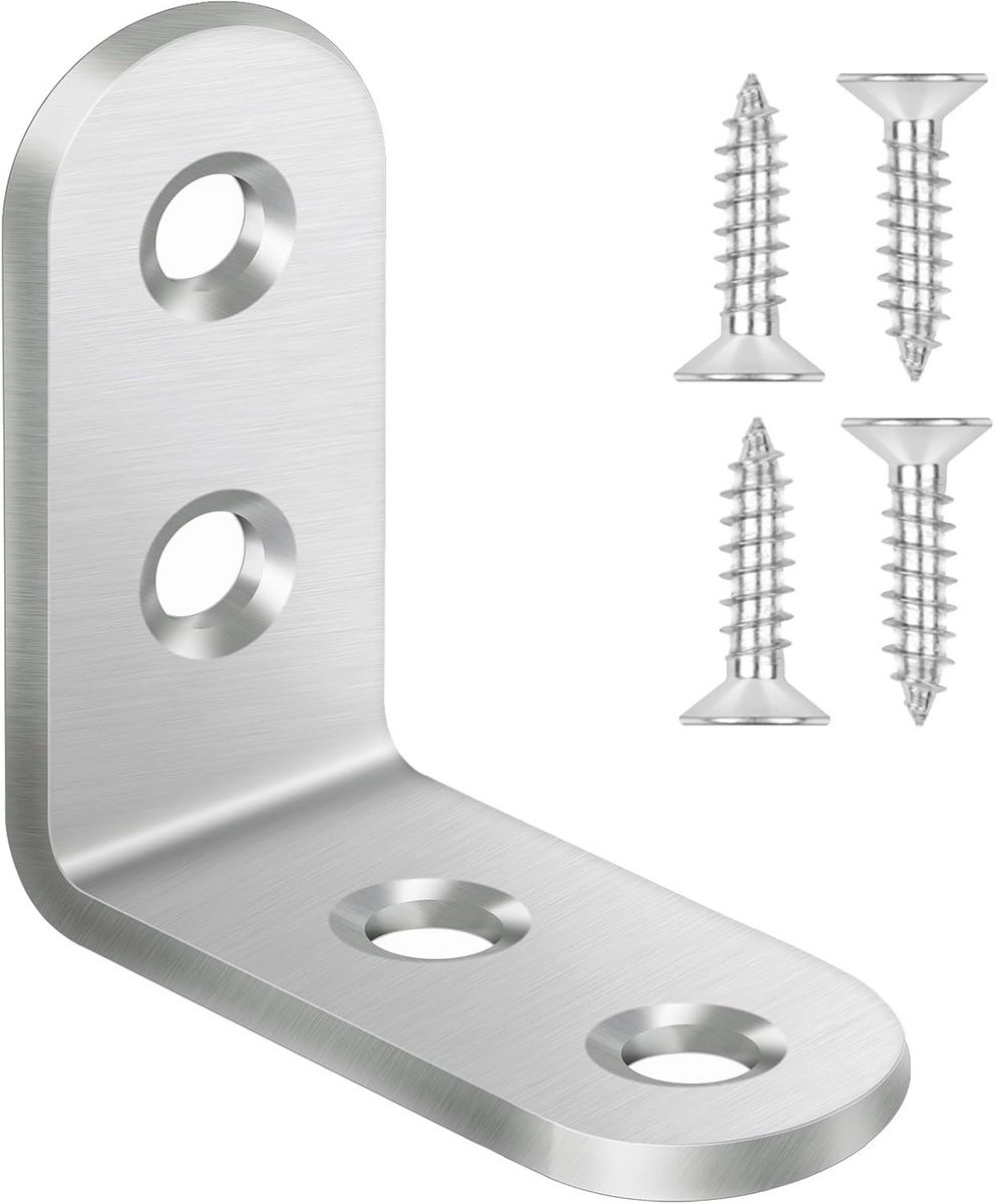 20 stuks metalen hoekverbinder voor meubels, 90 graden, 40 x 40 mm, roestvrij staal