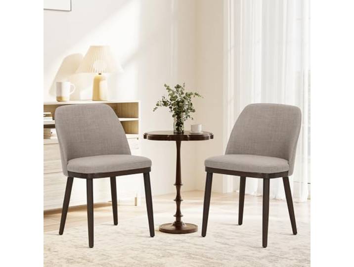 MALOL Gepolsterter Esszimmerstühle 2er Set, Moderne Polsterstühle Esszimmer, Küchenstühle mit Rückenlehne, Stoffstuhl mit Holzbeinen für Esszimmer, Küche, Restaurant, Kamel