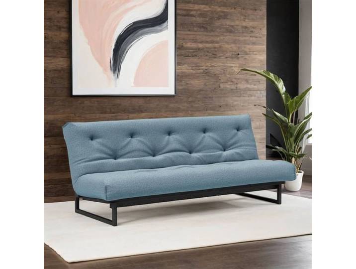 Schlafsofa Frentano Webstoff/Cord mit Lattenrost und Stauraum Kunstfaser 92x200x100cm Blau
