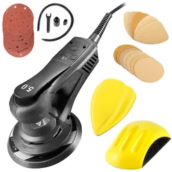 Stahlwerk, Schleifmaschine + Poliermaschine, Brushless Exzenterschleifer 350 W Rotationsschleifer Set mit 2 Handschleifblöcken P80-P320 (Exzenterschleifer)