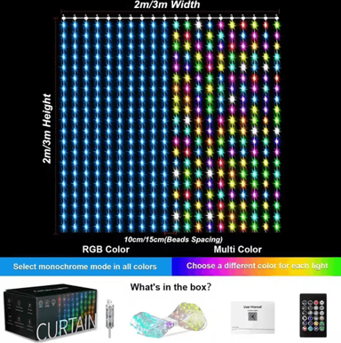 Inspire Picks 800 LED RGB Smart Curtain Lights With App Control, Music Sync & Remote smart Curtain Light 1pcs 2x2