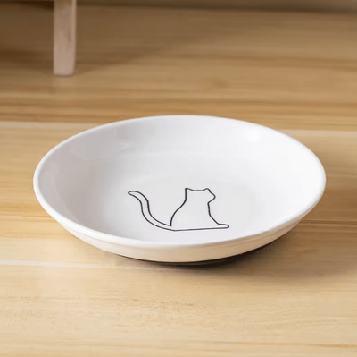 Inspire Curations WhiskerCare Ceramic Kitten Feeding Bowl With Non Slip Silicone Mat a2