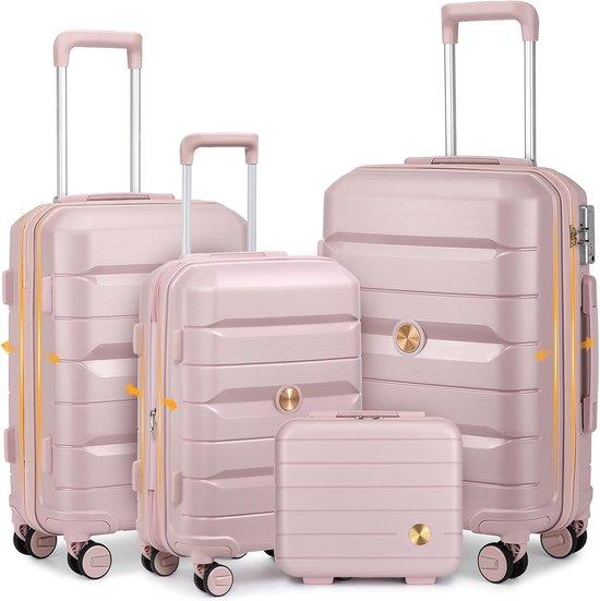 Koffer-Set, 4-teilig - Nude Rosa - 76 x 52 x 32 cm - Hartschalenkoffer aus Polypropylen - Für Reisen