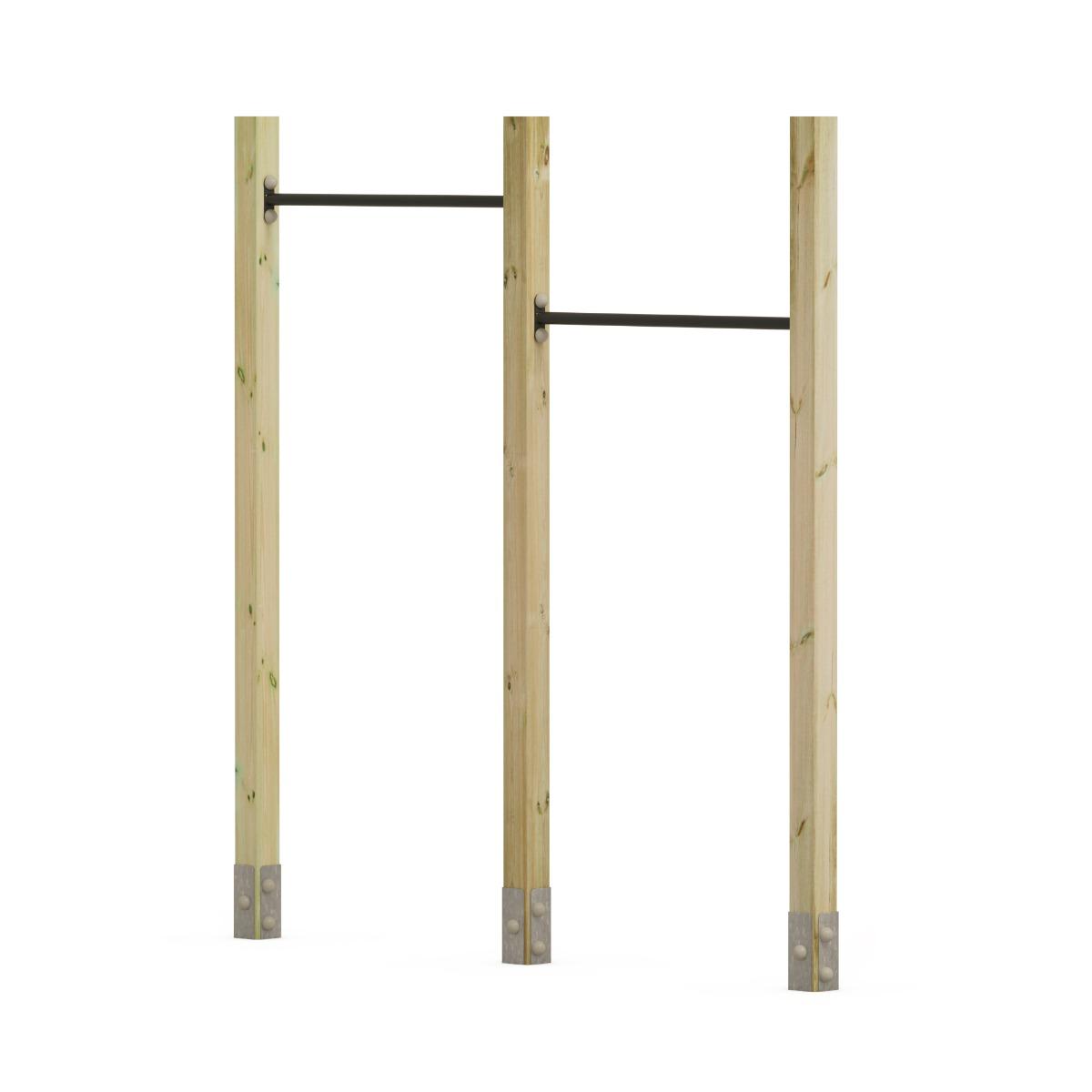 Doppel-Klimmzugstange Outdoor FIT 302 - Freistehendes Reck aus Massivholz - Höhenverstellbar 60-210 cm - Wetterfestes Training für Garten - Wickey