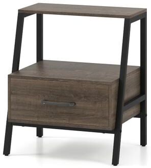 Costway 3-Tier Farmhouse Nightstand with Open Shelf