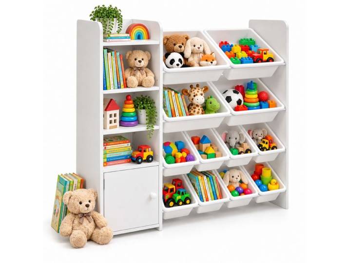 Relaxdays Étagère enfant avec 12 bacs