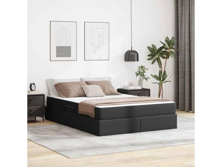 Kunstleder Metallrahmen Stauraumbett Schlafzimmer Modern 140x200 cm Schwarz Aufbewahrungsbett mit Matratze 2er Set Schwarz Kunstleder Metallrahmen Stauraum mit Hydraulik-Lift Doppelbett 140x200