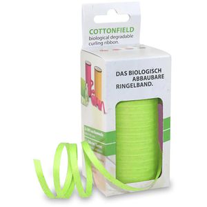 Präsent Geschenkband Cottonfield, hellgrün, Kräuselband aus Baumwolle, 5mm x 100m, matt