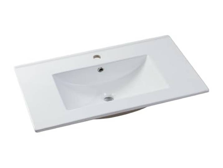 Vente-unique - Vasque à encastrer blanche rectangle en céramique - 81 x 46\,5 cm - MOTIAC