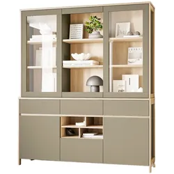 BUFFET Salbei grün, Eiche, Vitrinenschrank skandinavisch 164 x 195 cm, Soft-Close
