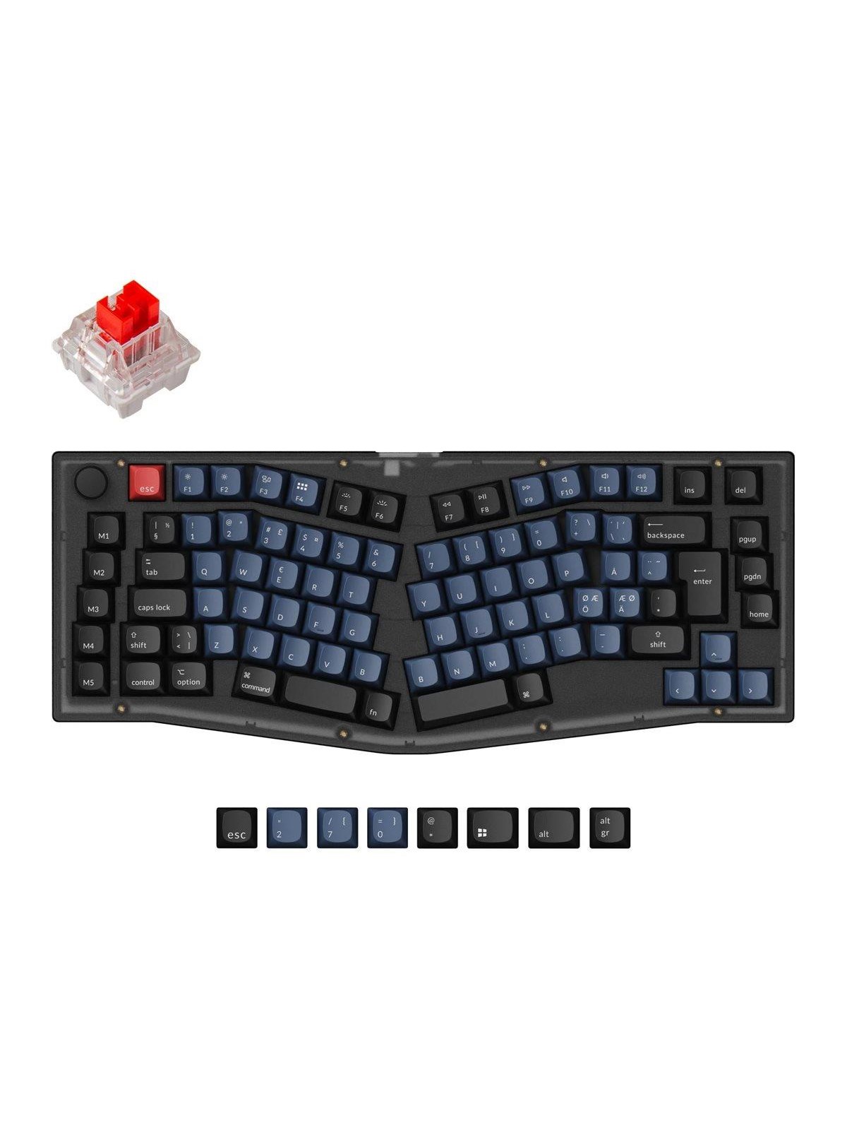 Keychron V10 - keyboard - QMK custom alice layout fully assembled knob mechanical - 75% - QWERTY - Nordic - frosted black Input Device - Tastatur - 75% - Nordic ISO - Blau