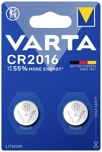 Varta Knopfzelle CR2016 3 V 2 St. 87 mAh Lithium LITHIUM Coin CR2016 Bli 2