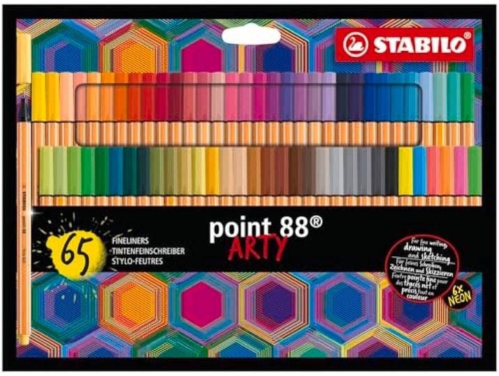 STABILO - Stylo feutre d'écriture pointe fine - point 88 ARTY - Etui carton x 65 feutres fins - coloris assortis - gamme ARTY
