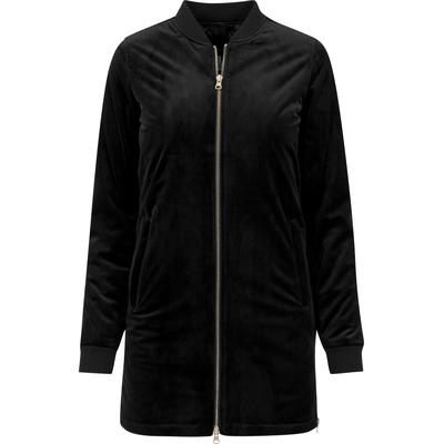 Langmantel URBAN CLASSICS "Urban Classics Damen Ladies Long Velvet Jacket", Damen, Gr. S, schwarz, 100% Polyester, Mäntel
