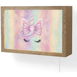 WANDLEUCHTE Einhorn - Glitzer - Regenbogen - Pastell LED 30x20 cm Wandlampe