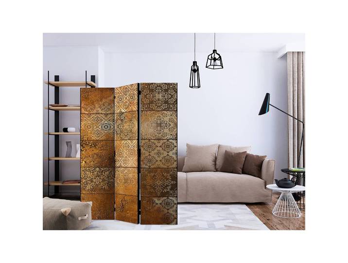 Paravent Old Tiles Polaire Marron 135 x 172 x 3cm 3 éléments