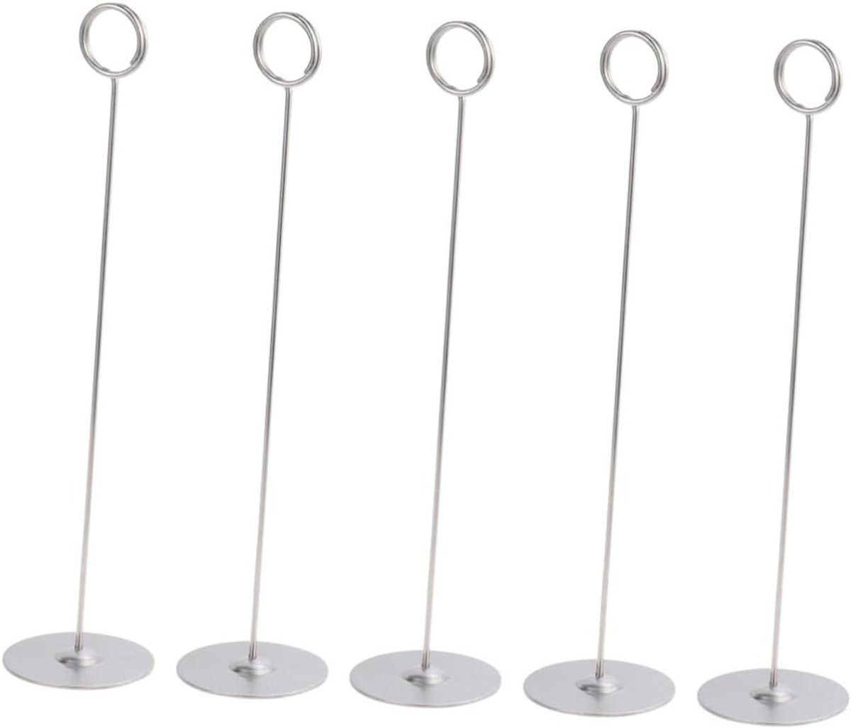 Set van 5 zilveren metalen tafelnummerhouders voor het organiseren van evenementen