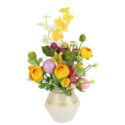 Kunstblume I.GE.A. "Mixed-Arrangement mit Ei", bunt, B:21cm H:29cm L:21cm, Kunstpflanzen, Vase aus Keramik
