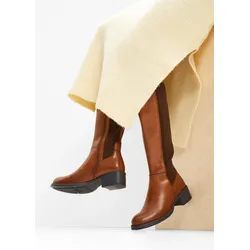 bonprix Stiefel aus Leder, braun, Gr.36, Klassicher Stiefel aus Leder mit Elastikeinsatz, aus Glattleder