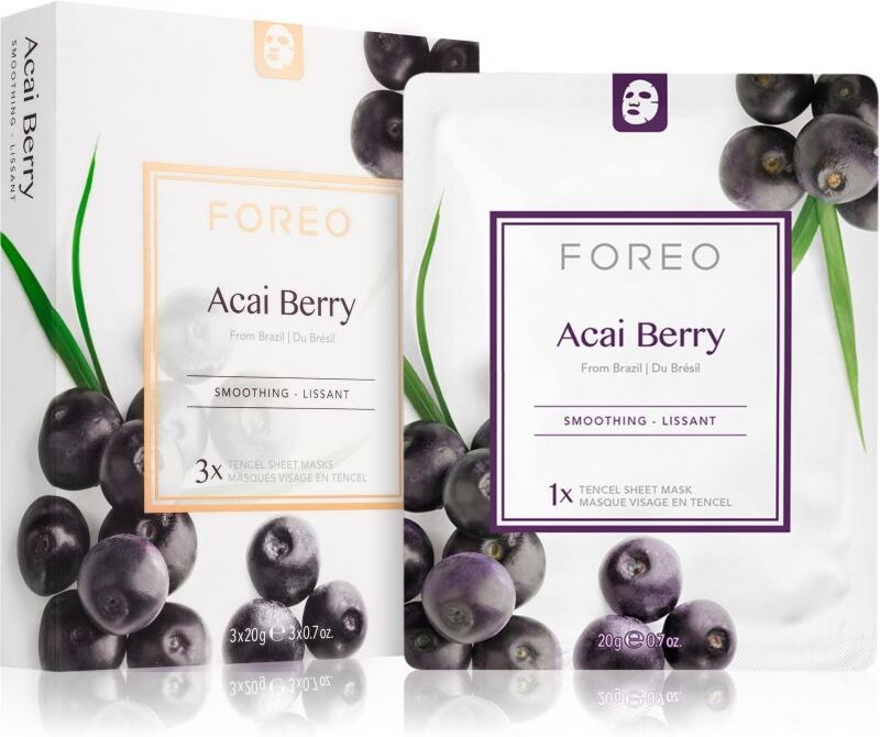 FOREO Farm to Face Sheet Mask Acai Berry antioxidant sheet mask 3x20 ml