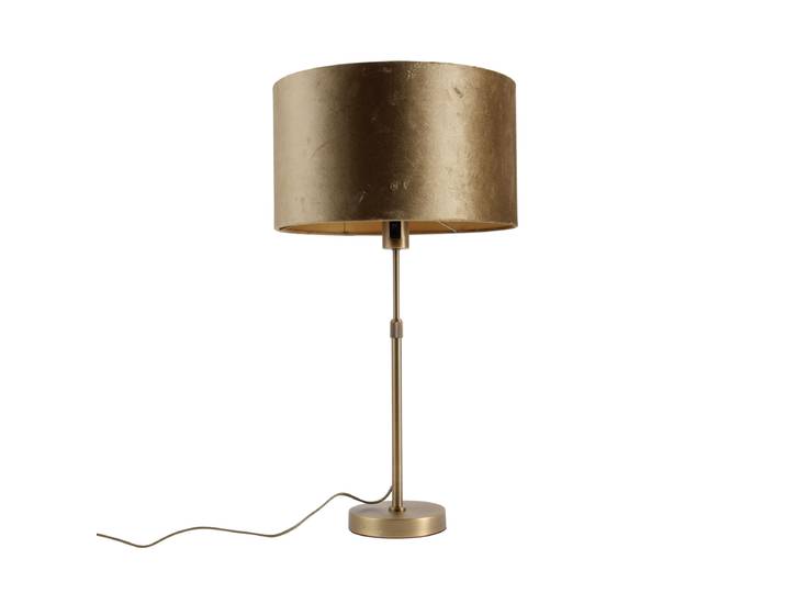 Lampe de table bronze avec abat-jour en velours bronze 35cm -