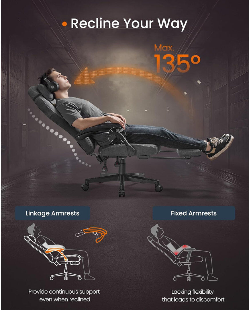 Songmics Adjustable Faux Leather Swiveling PC & Racing Game Chair Grey 129cm H X 70cm W X 70cm D