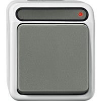Taster Schließer einpolig mit Wippe, Aufputz, Schutzart IP44, 250 Volt, 10 Ampere hellgrau, Retail