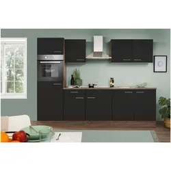 Respekta Küchenzeile KB270EYS 270 cm Schwarz-Eiche York Nachbildung