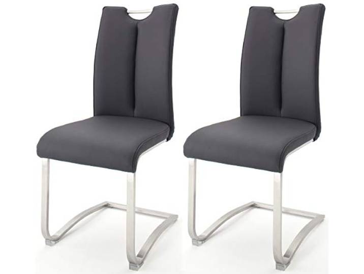 Robas Lund Esszimmerstühle 2er Set Schwarz, Echtleder Schwingstuhl Esszimmerstuhl max. 140 Kg Belastbar, Stuhl Artos