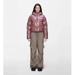 Rains für Damen. 15150 Kurze Puffer-Jacke in Rosa mit hohem Kragen (XS), Lässig, Polyurethan