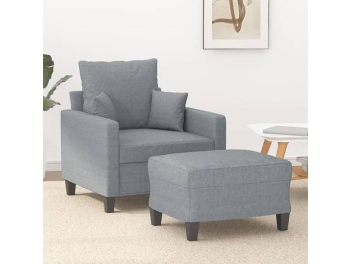 HEFZGDB Sessel mit Hocker Hellgrau 60 cm Stoff Polsterung Modernes Design Wohnzimmer Stuhl Bequem Langlebig Atmungsaktiv Robustes Gestell Sitzgelegenheit Entspannen Lesen Fernsehen