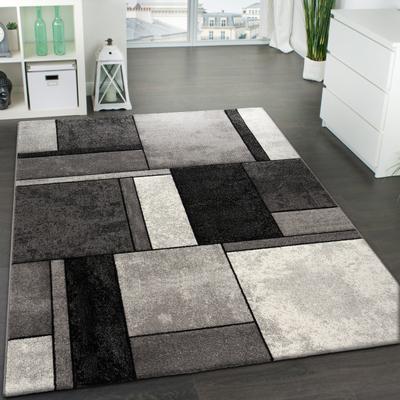 Paco Home Modern Living-Room Rug Geometric in Black White