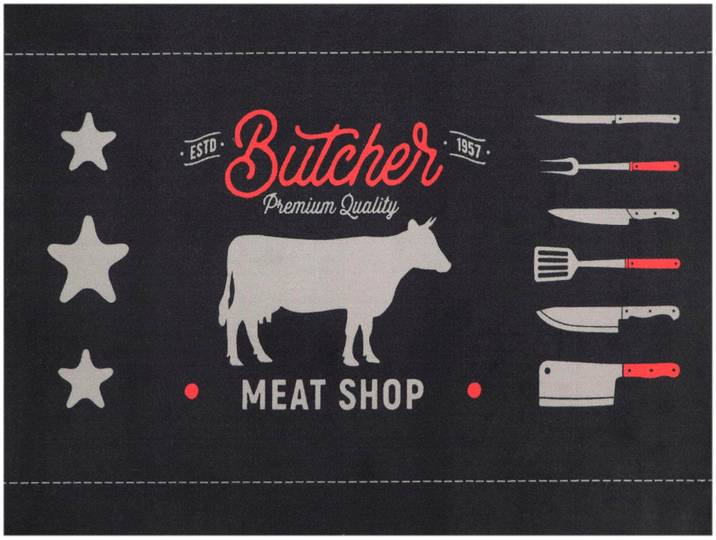 Fussmatte BBQ Grillunterlage BEEF, Made in Belgium , schwarz, B:90cm H:5mm L:120cm, Polyamid, PRIMAFLOR-IDEEN IN TEXTIL, Teppiche, Fussmatte, Grillmatte ideal als Bodenschutz, ruschhemmend, waschbar