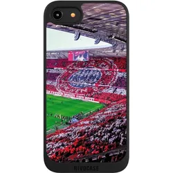 Nivocase Handyhülle für Apple iPhone 8 Hülle NIVOpure Case Schwarz FC Bayern München FCB Stadion (Apple iPhone 8), Smartphone Hülle, Schwarz