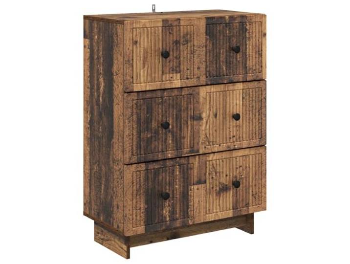 HKLGBVCR Schubladenschrank, 66 x 34,5 x 90 cm, Holz Wohnzimmerregal, Vintage-Stil, schwarze Metallgriffe, Wandbefestigung im Lieferumfang enthalten, pflegeleicht