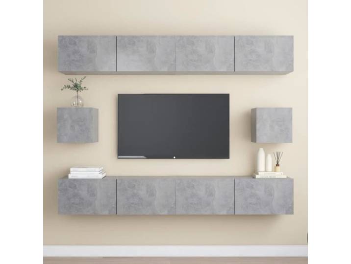 Ensemble de meubles TV 6 pcs Gris béton Aggloméré