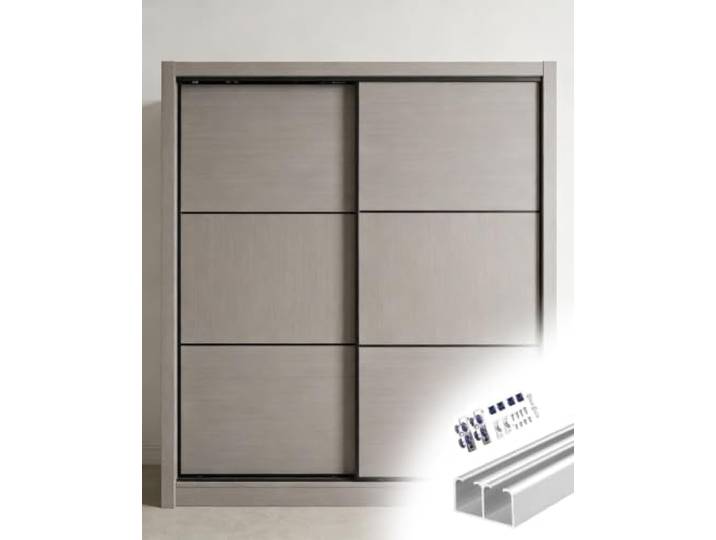 Doppelschienen-Schrank-/Schranktür-Hardware, Decken-/Wandmontage, Heimküche, Bypass-Schiebepaneel mit Rollen-Set, 0.5-5m(Silver,5m/197in/16.4ft)