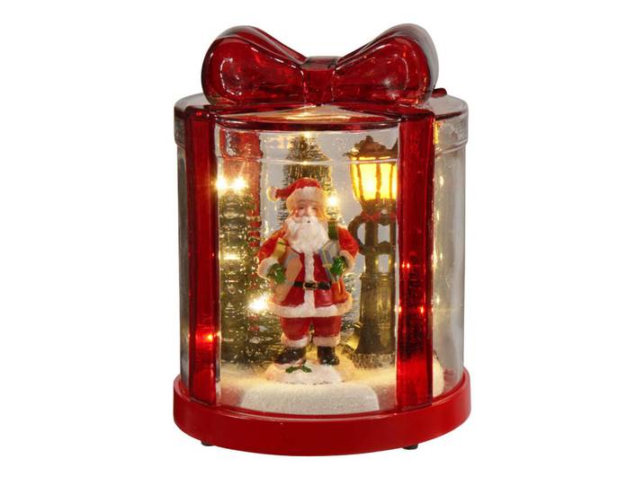 Home Styling Collection Geschenkbox mit LED-Beleuchtung 13/13/17 cm, Mehrfarbig, Glas, 13x17x13 cm, Dekoration, Weihnachtsdekoration
