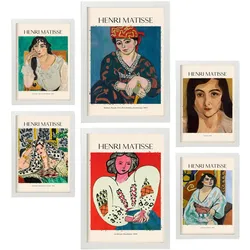 POSTER Set Mit 6 Henri Matisse Sammlung A3 & A4 Weißer Rahmen