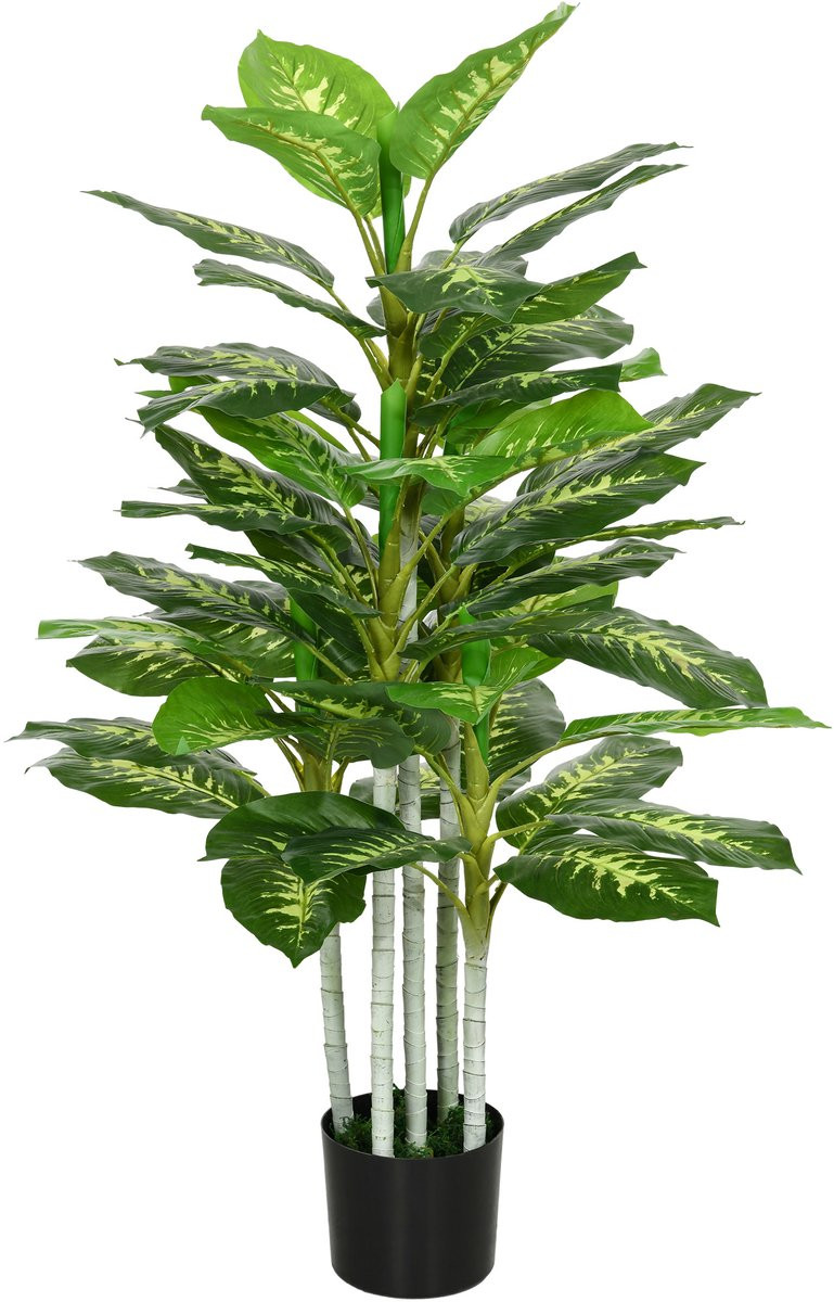 Kunstplant Calathea met cementen pot, 120 cm hoog, groen
