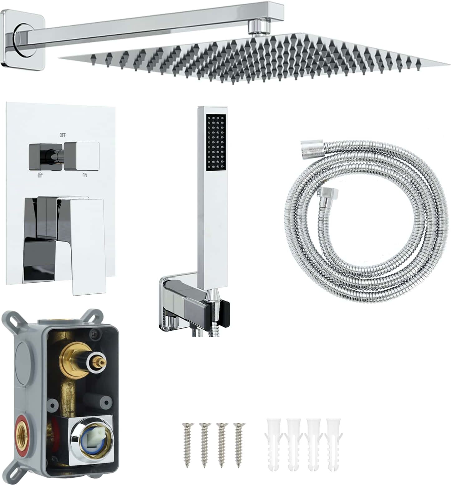 vidaXL Système de douche dissimulé (carré) Argenté
