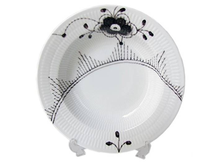 Royal Copenhagen Black Fluted Mega Tiefer Teller Ø 21cm Porzellan Weiß-Schwarz, 1017468