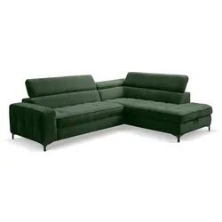 Ecksofa Nala Stoff Grün Dunkelgrün