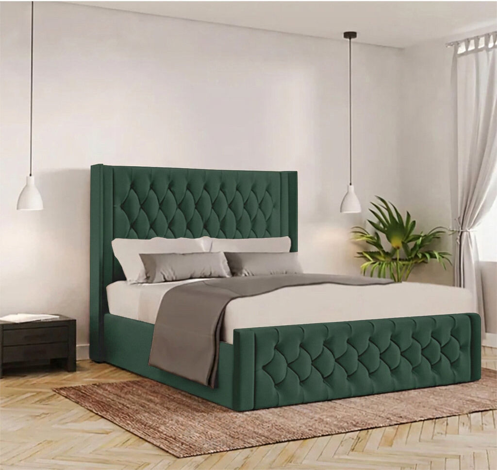 Canora Grey Barrientez Upholstered Ottoman Storage Bed Emerald Double (4'6)