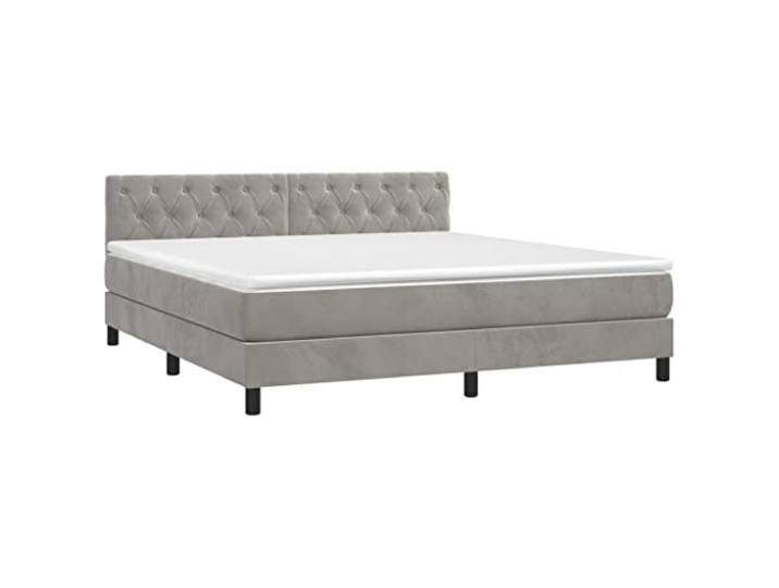 vidaXL Boxspringbett mit Matratze Hellgrau 160x200 cm Samt
