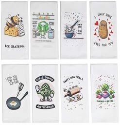 IH Casa Decor Printed Kitchen Towel Punny Sayings Assorted - Set of 8