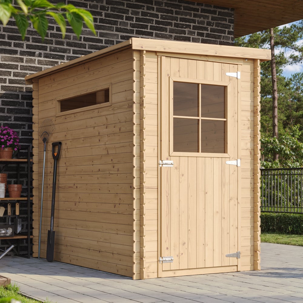 TIMBELA Houten tuinhuis model M306 + M306G met ramen en geïmpregneerde vloer, 2,63 m²